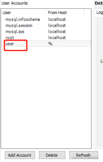 4. MySQL workbench create access user