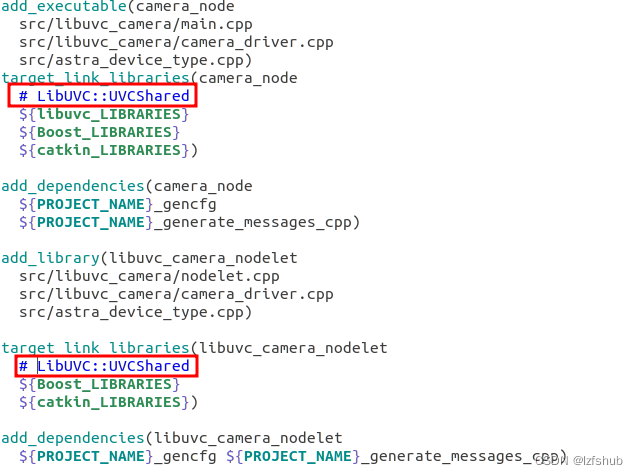 /usr/bin/ld: 找不到 -lLibUVC::UVCShared
