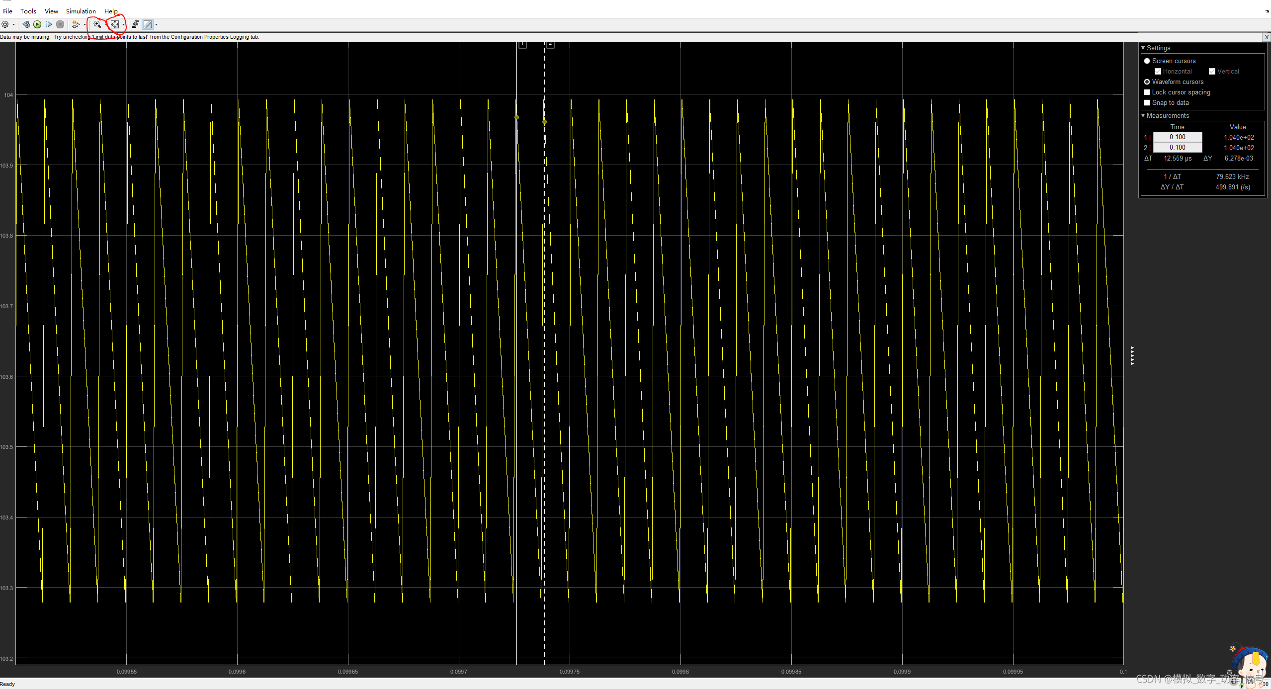 matlab simulink的scope 示波器光标如何移动记录