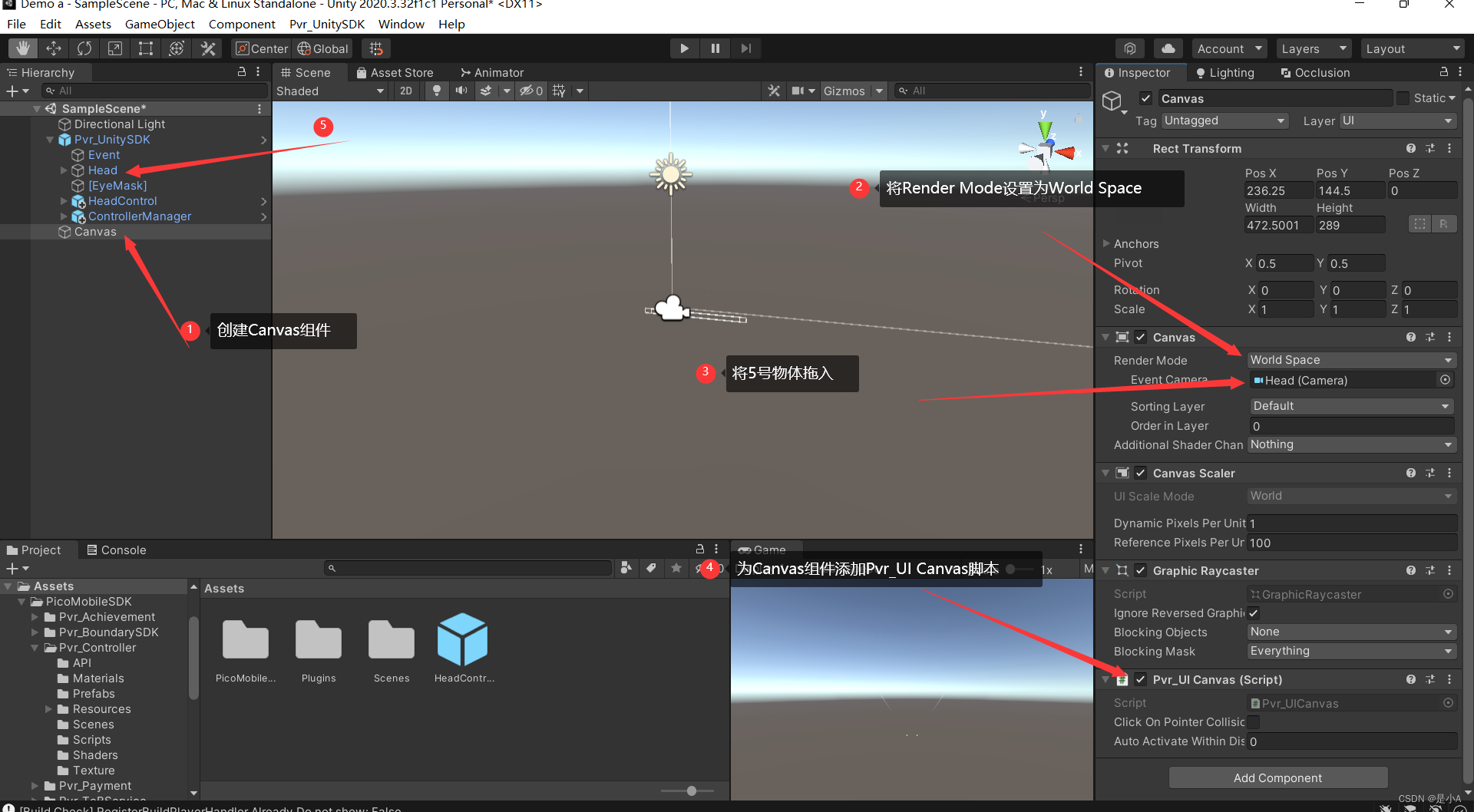 Interaction of Pico neo3 in Unity