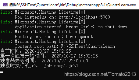Using quartz under. Net core -- general properties and priority of triggers for [5] jobs and triggers
