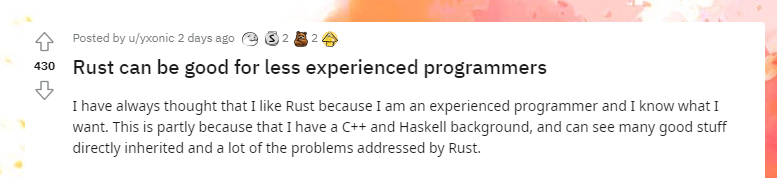 Rust更适合经验较少的程序员？