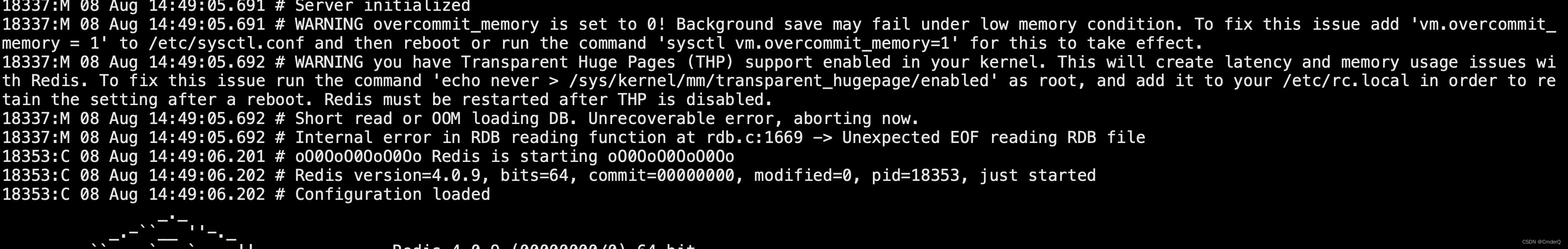 Short read or OOM loading DB. Unrecoverable error, aborting now